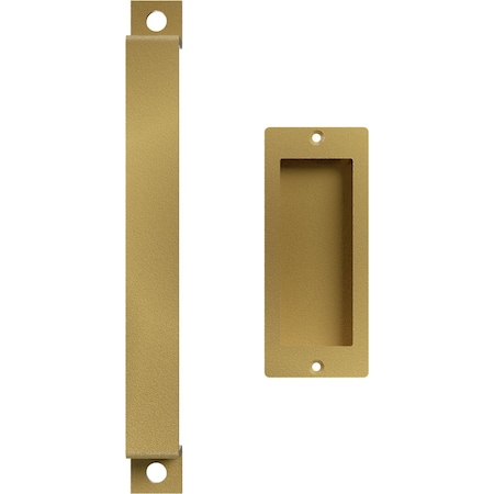 Ekena Millwork 11" Pull Handle & 6" Flush Pull for 1 3/8" Doors, Jacob's Gold GB6001PP3116G